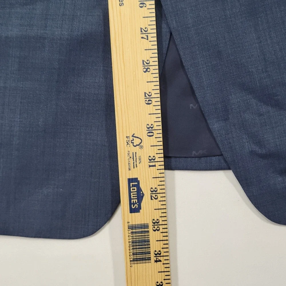 Michael Kors Mens Sport Coat Blazer Two Button Navy Sharkskin Wool Blend 44L NEW